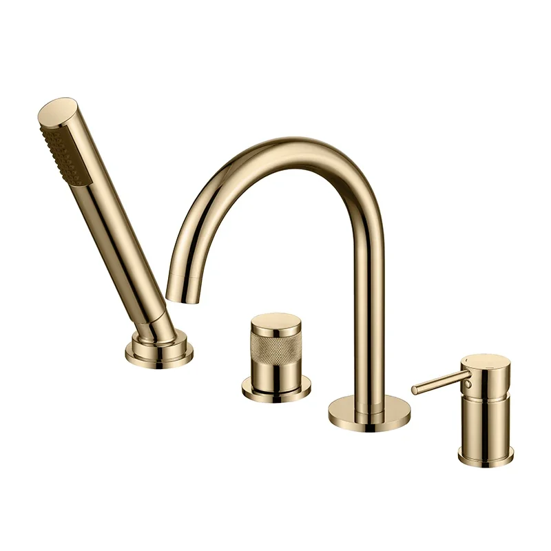 Luxury Top Quality Brass Bathtub faucet set 4 Holes 2 Handles Bathroom shower faucet set Popular design Copper Cold hot water