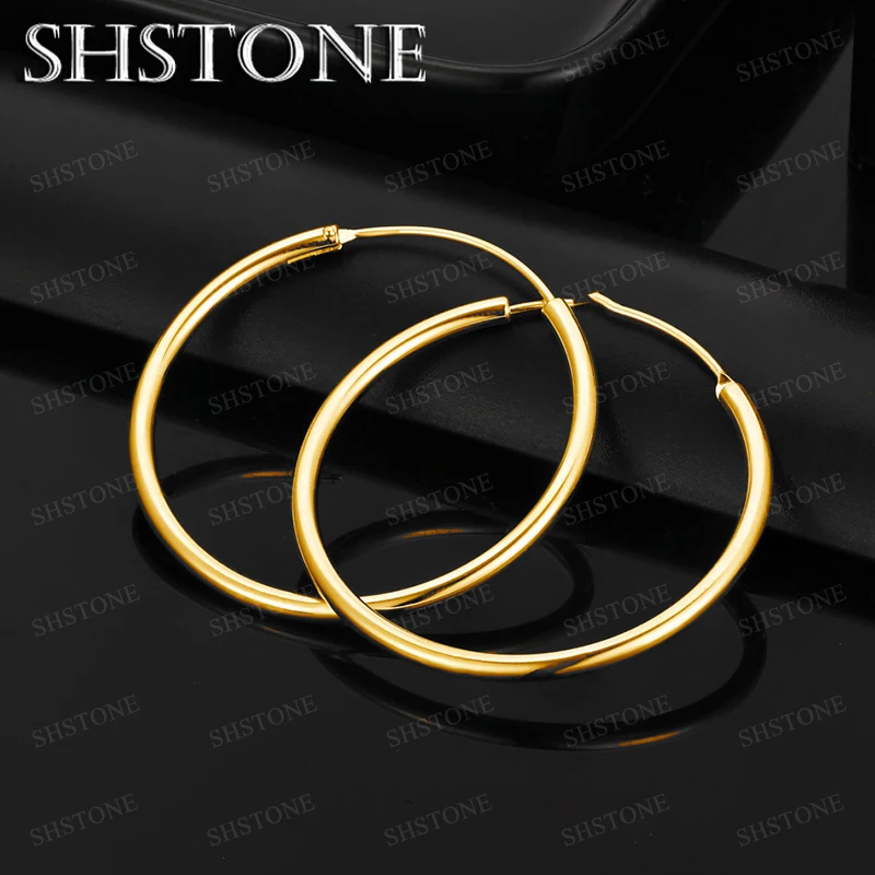 

Fashion 35mm 18k Gold Round Hoop Earring For Women Party Wedding Banquet Fine Nice Hot Jewelry Birthday Gifts Accessories