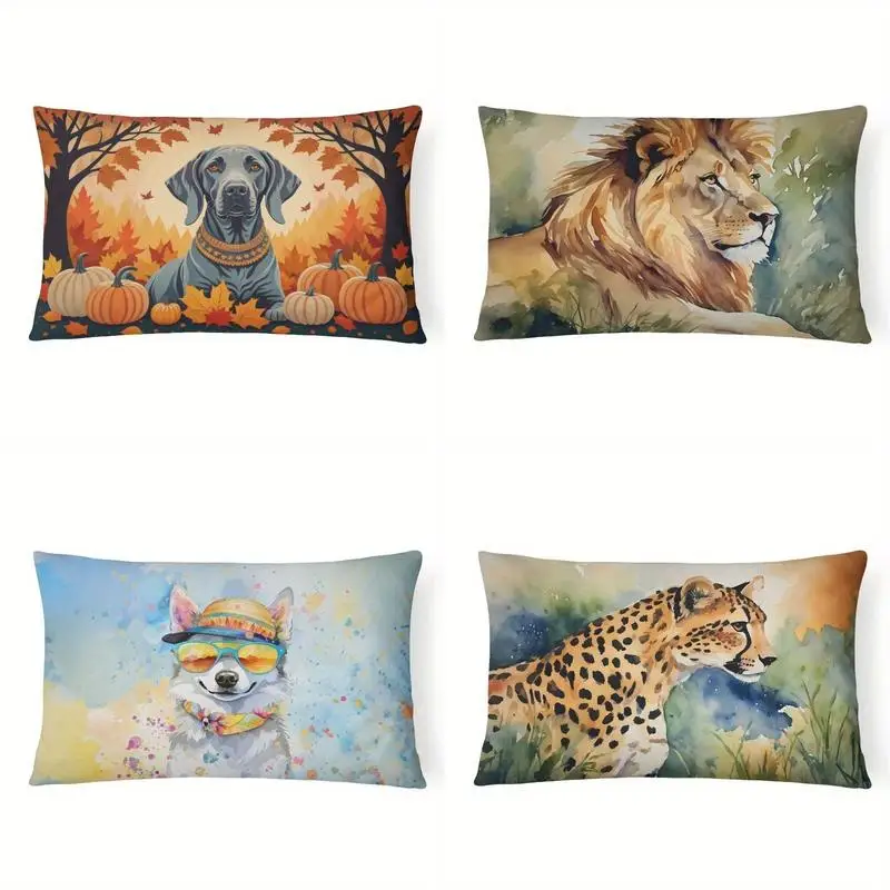 Fall Harvest Dog Throw Pillow Cover Suitable For Sofa Bedroom Car Pillow Cover Cushion Rectangular Back Cushion
