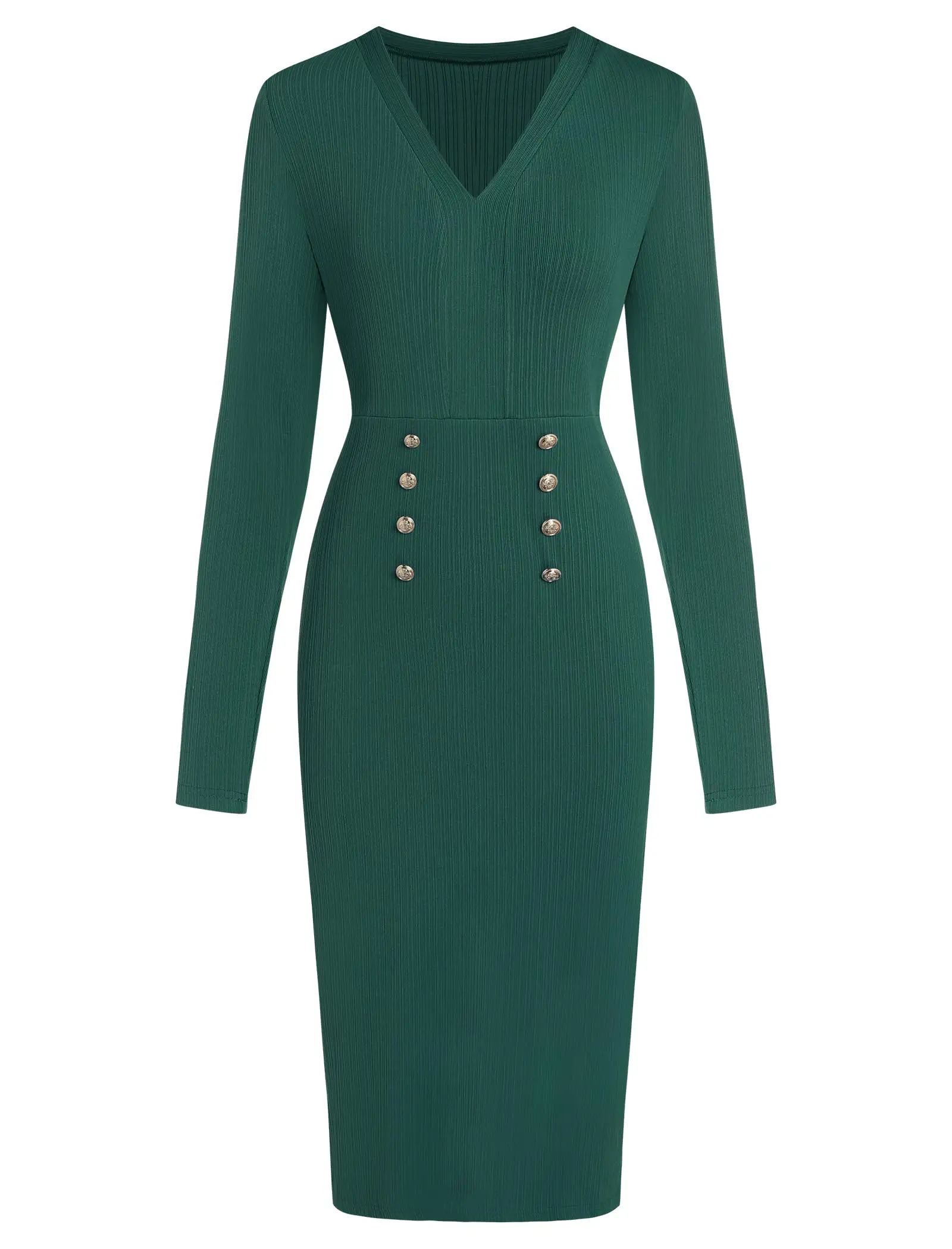 ZAFUL Abito longuette da donna a maniche lunghe da indossare al lavoro, leggero, con scollo a V, tubino da ufficio, aderente, tubino, abito da ufficio autunno