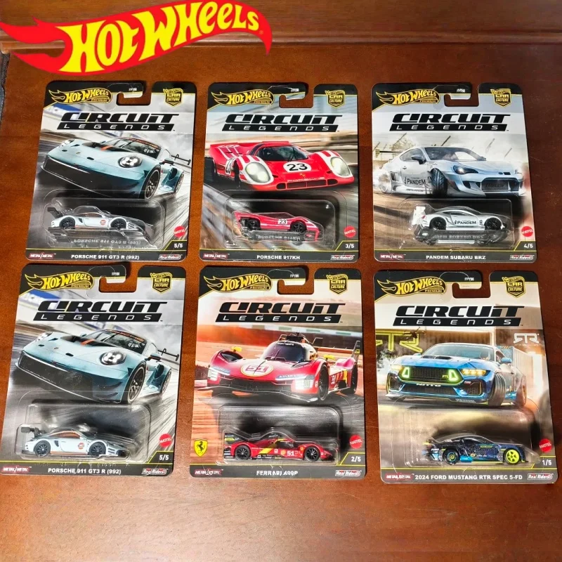 Hot Wheels Circuit Legends Premium 1:64 Die-Cast Car Culture Series - Mix 5 Assorted Models of Ferrari Porsche Mustang Subaru