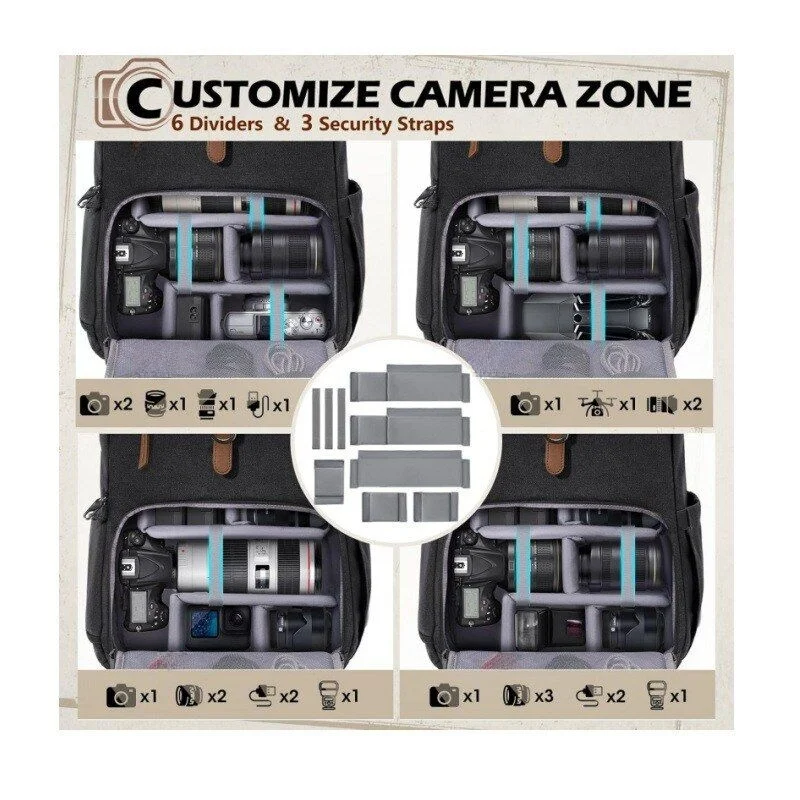 Anti-Theft Large Capacity Canvas Camera Bag Waterproof Outdoor Photography Drone Single Reflex Double Shoulder Bag
