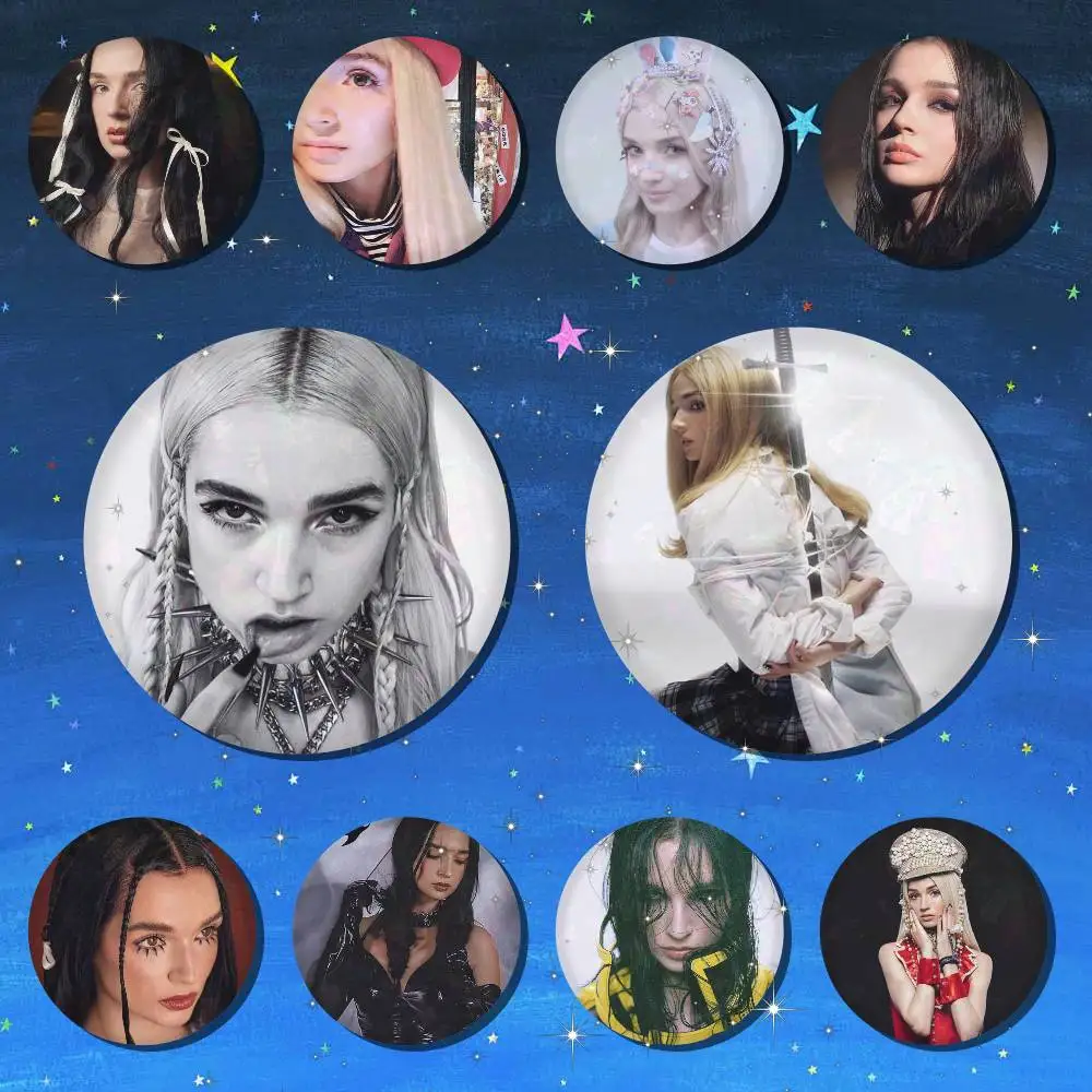 Singer Poppy Snap-in Pins, Cartoon-Figur, rund, kreative Broschen für Rucksack-Accessoires, Schmuck, Geschenke