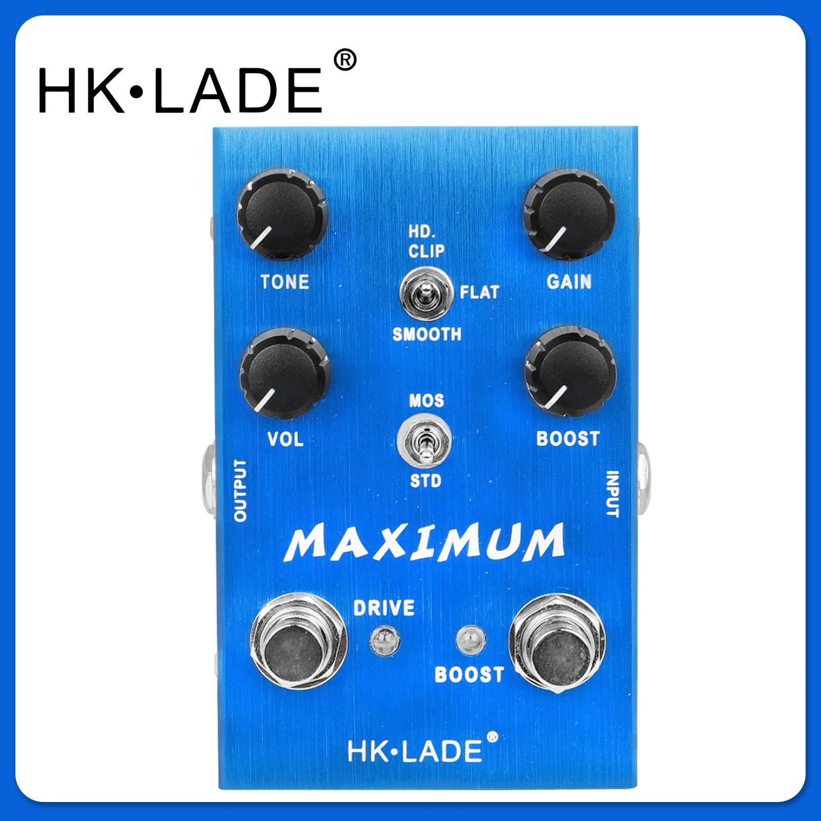 HK LADE MAXIMUM Overdrive Guitar Effect Pedal Boost Channel Wild Tone with Long Sustain Sustain DRIVE Channel Clean Tone Guitar