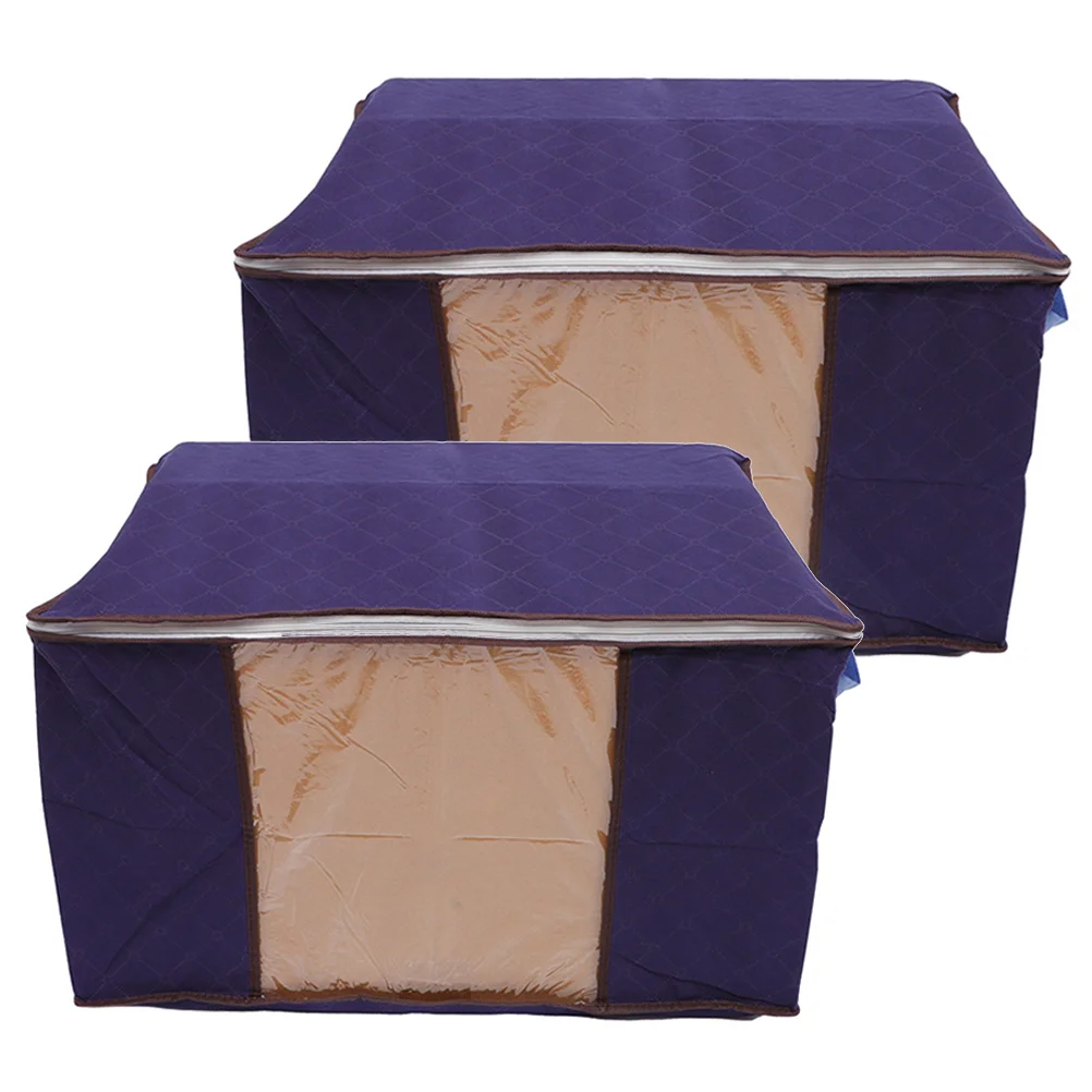 

2pcs Large Capacity Bedding Bag Foldable Waterproof Quilts Storage Case Under-Bed Storage Bin For Blankets Comforter Organizer