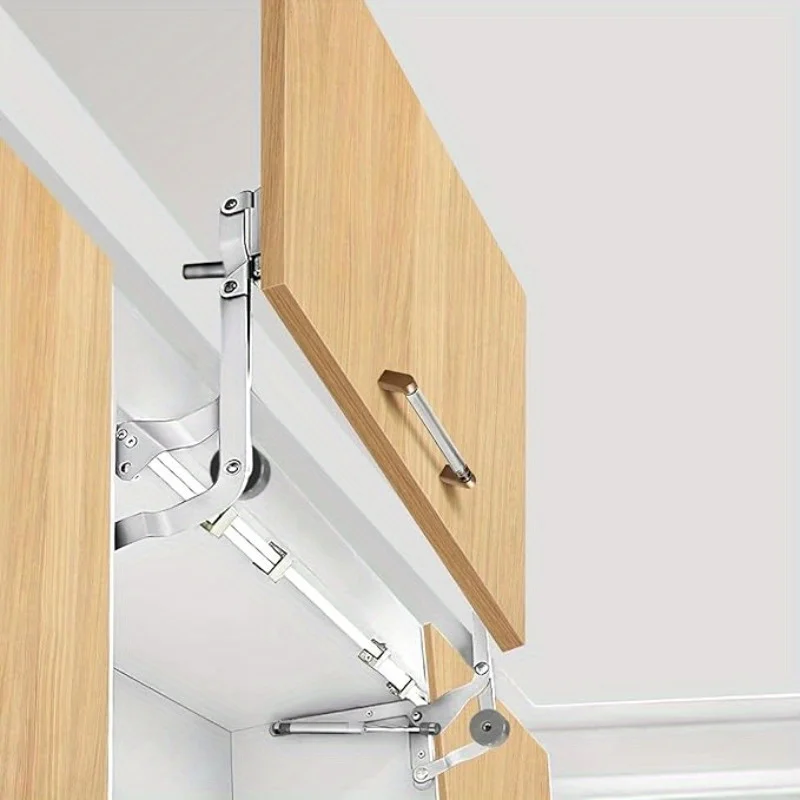 1 set Folding Lift Desk Bracket, Cabinet Door Hinge, Flat Slide Support for Cabinets with Lift Buffer Pneumatic Rod Holder