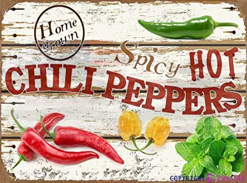 New Retro Metal Tin Sign Spicy Hot Chili Peppers sign Retro look family club bar garage farm supermarket shopping center forest 