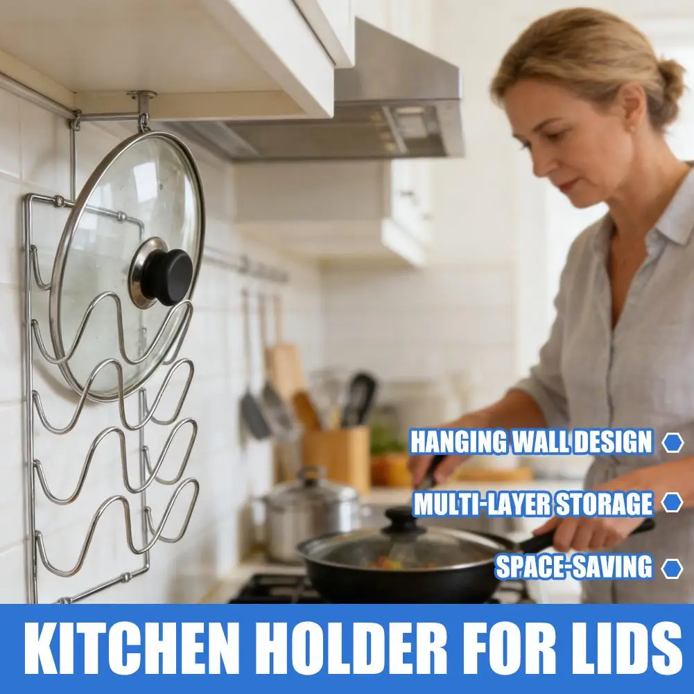 Estante de 5 niveles para tapas de ollas, estante de almacenamiento de cocina montado en la pared, soporte grande para tablas de cortar, organizador multicapa para utensilios de cocina
