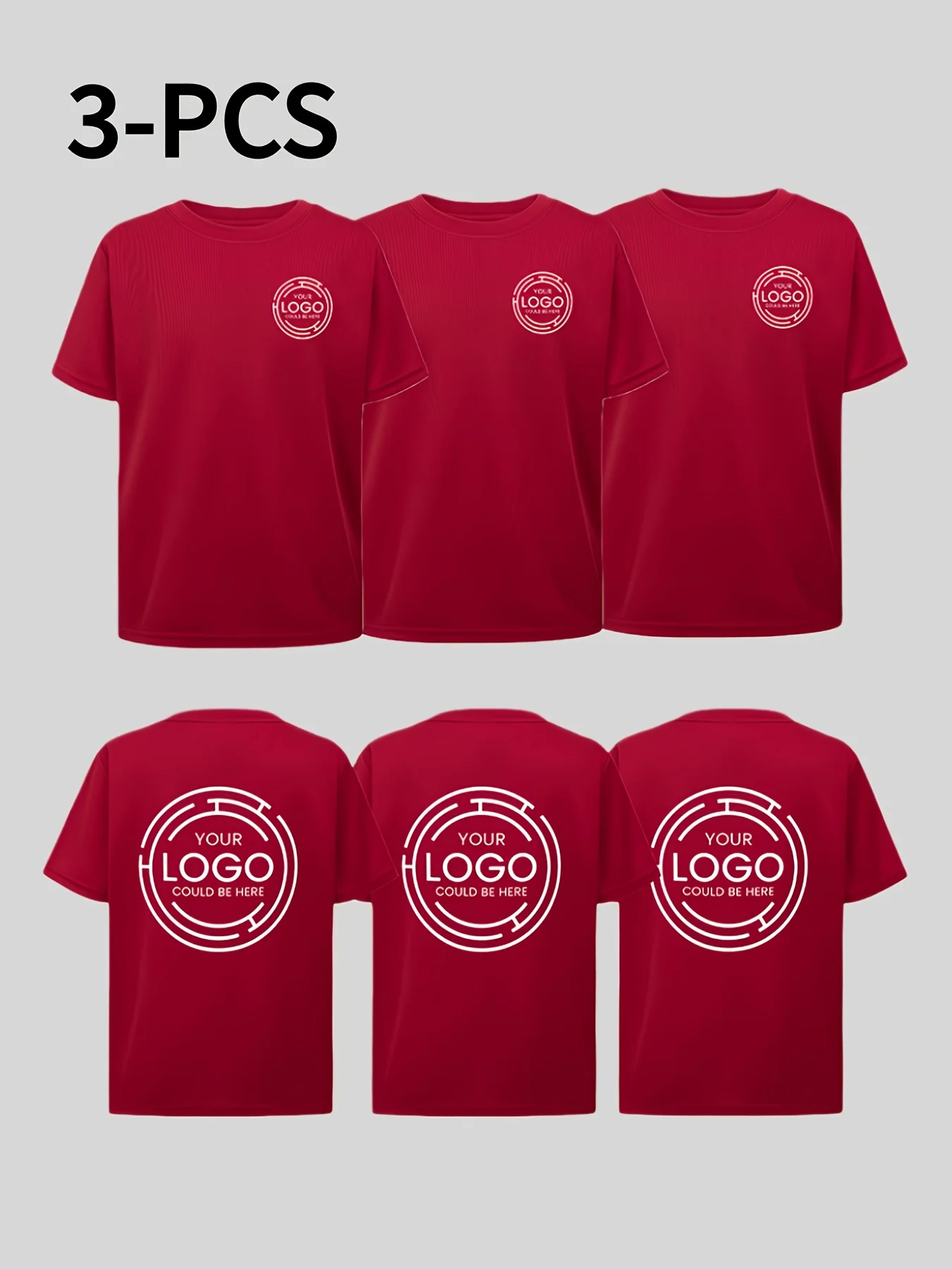 3pcs Men's Custom /Photo/Text Quick-Dry T-Shirts - Order Round Neck Breathable Performance Tees Suitable for Gym, Running