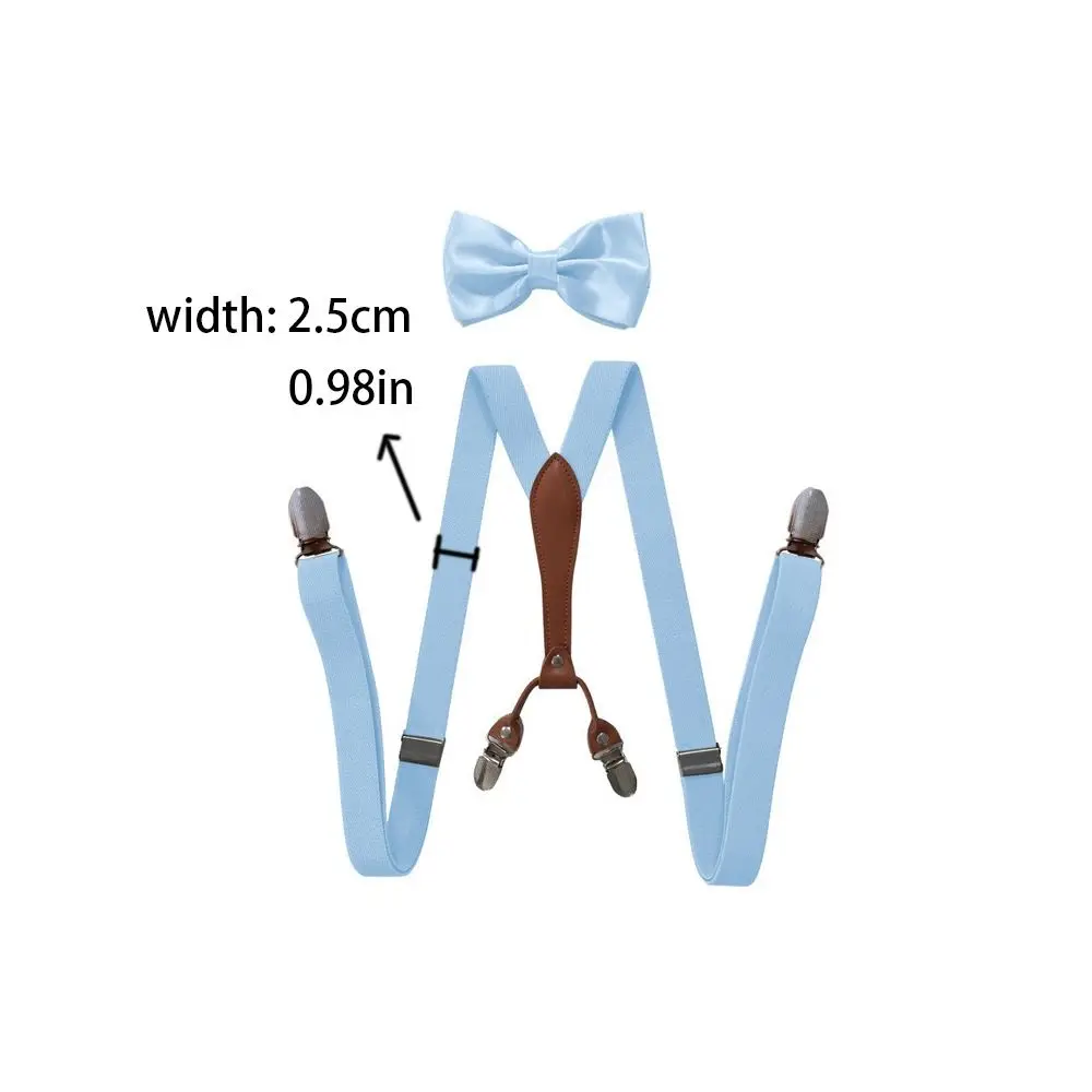 Bowknot sabuk Suspender Korea Pria Wanita, klip tali selempang dengan pita