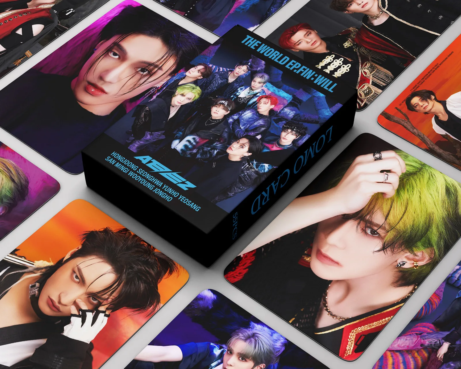 55pcs/set Kpop Idol ATEEZ Lomo Cards THE WORLD EP.FIN : WILL Photocards Photo Card for Fans Collection