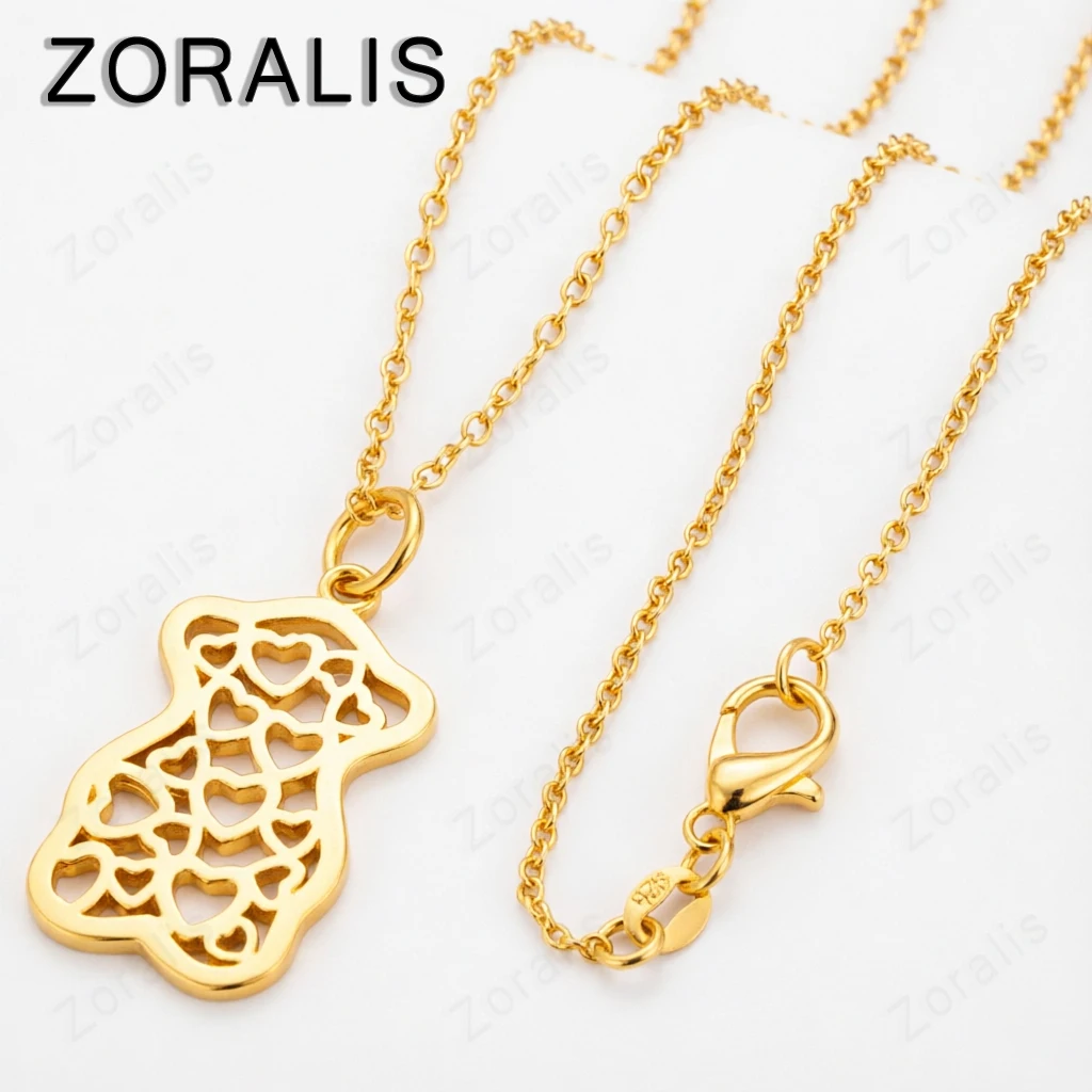 18K Gold 40-75cm Chain For Woman Man Hollow Bears Pendant Necklaces Fashion Popular Wedding Engagement Party Jewelry