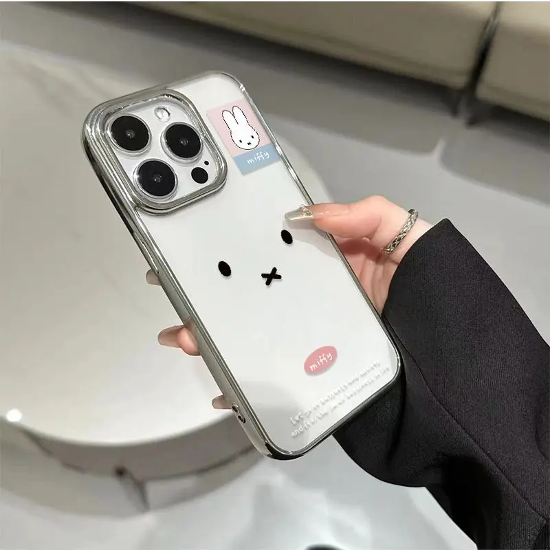 Nieuwe Miffy telefoonhoes met schattige cartoonuitdrukkingen en zachte schaal voor anti-drop, geschikt voor Apple 16 15 14 13 12 11 X Pro Max