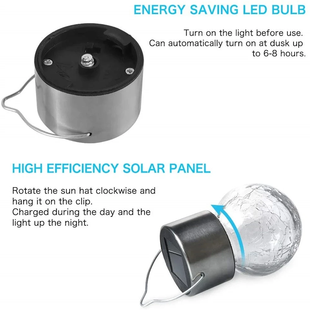 Solar Small Crack Light LED Garden Light Waterproof Glass Ball Chandelier Outdoor Decoration Night Light