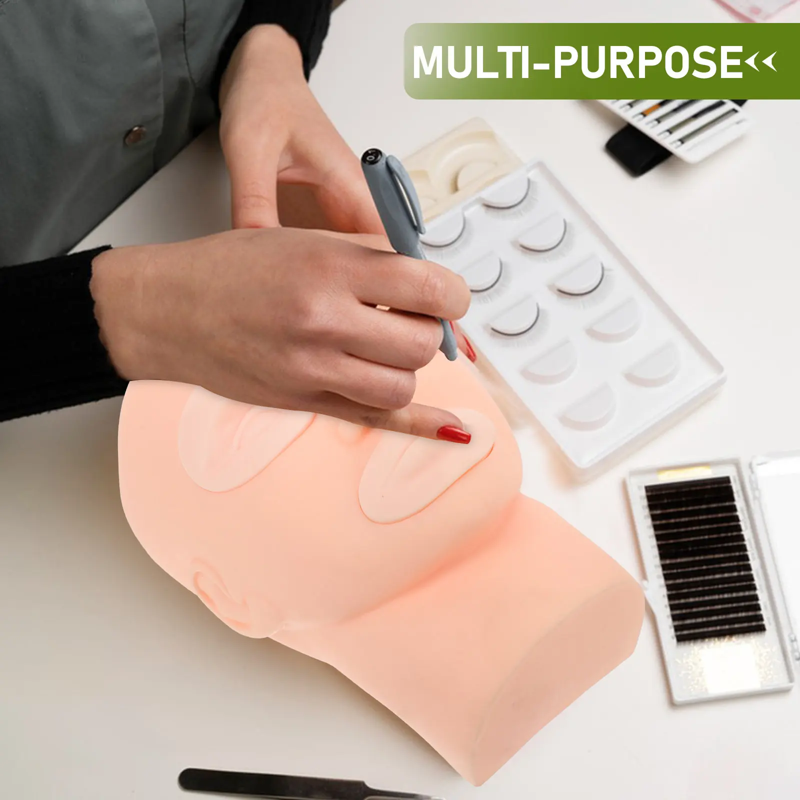 

Манекен-голова для татуировок: съемная, силиконовая, мягкая, прочная, для тренировок по татуажу бровей, век, губ и микроблейдингу