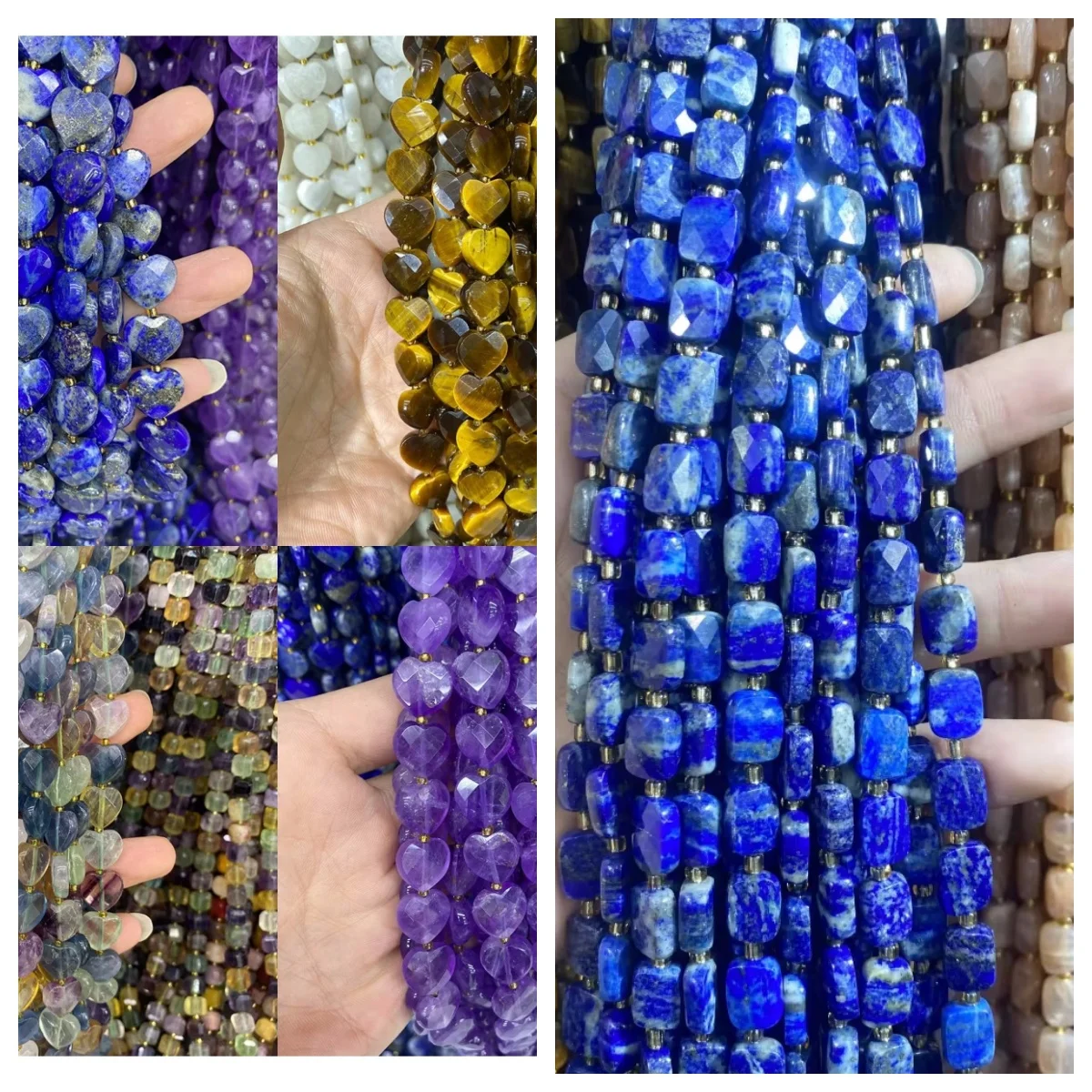 12mm Natural Stone Heart Shape Loose Beads Crystal Semifinished String for DIY Bracelet Necklace Jewelry Making Accessories