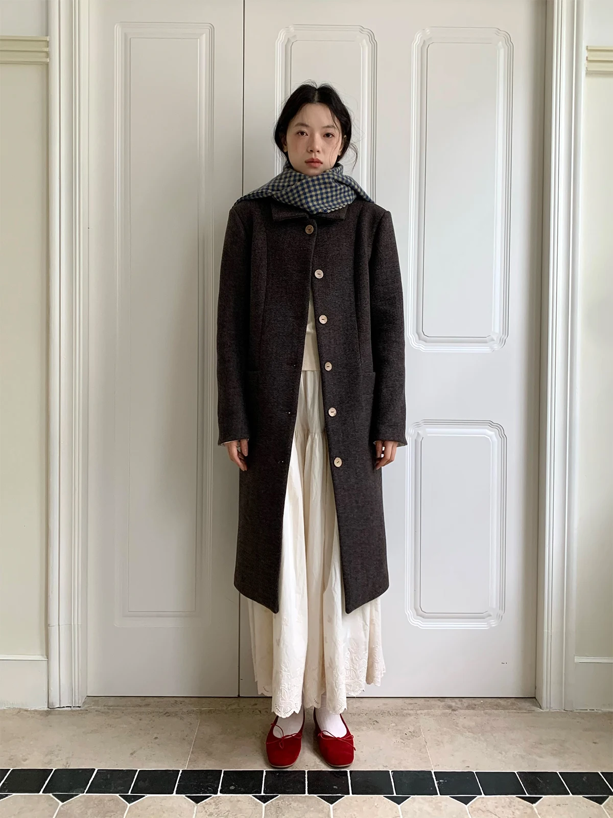 

Dorydory Vintage Bla Woolen Coat Women's Long Sle Autumn Winter High-End Feelings Deep Autumn Early Winter Outerwear