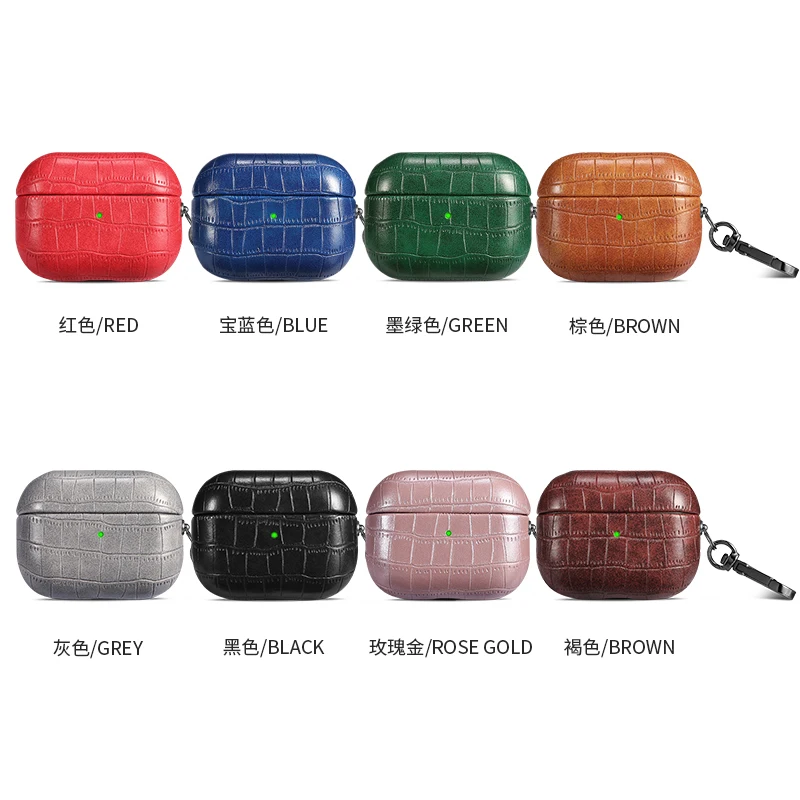 Candy Color Crocodile Leather Hook Earphone Case For Apple Airpods 5 2 3 4 Pro3 2 Wireless Bluetooth Earphone Anti Scratch Cover