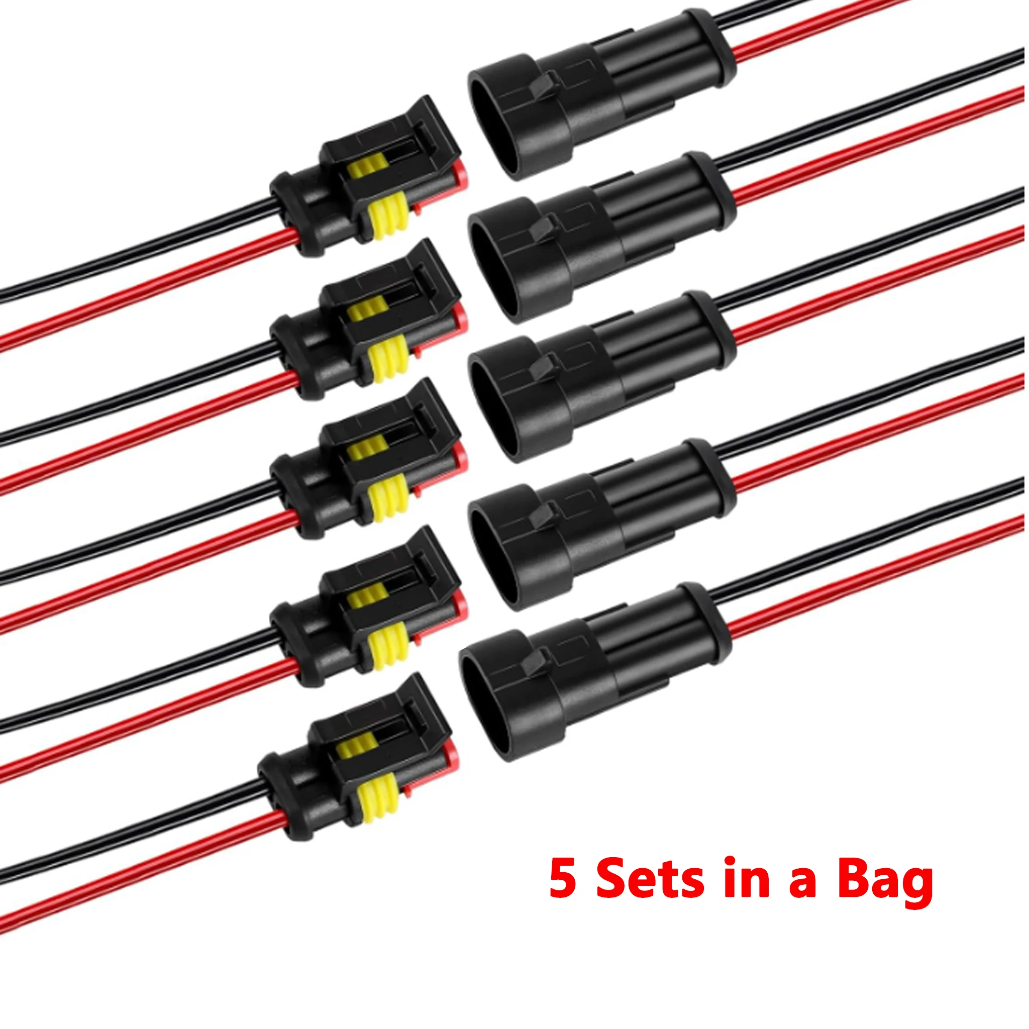 10PCS 2 Pin 18AWG Waterproof Electrical Connector Male Female Quick Disconnect Wire Plug Socket for Car Truck