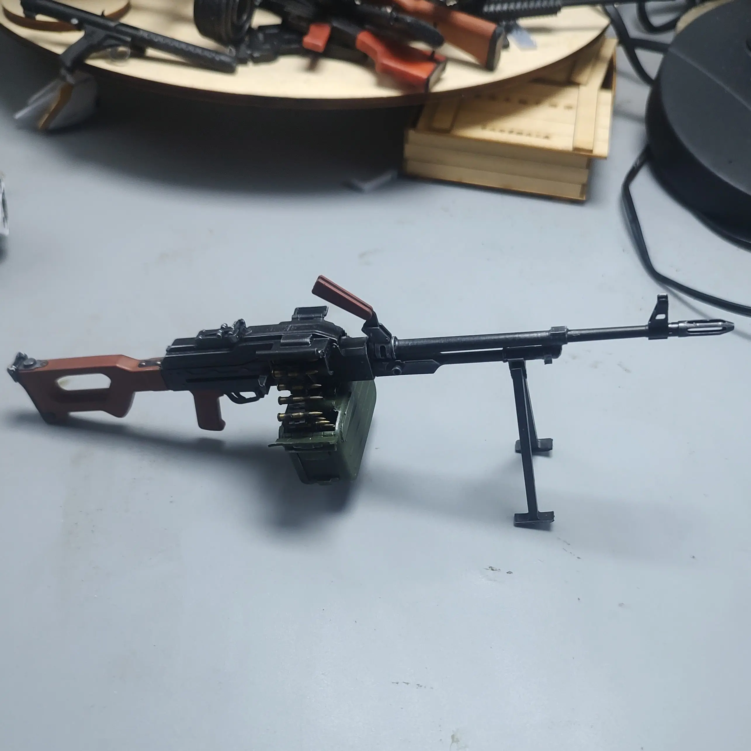 1/6 Scale 3D Printed Toy Gun PKM Light Machine Gun Model Miniature for Military Action Figures