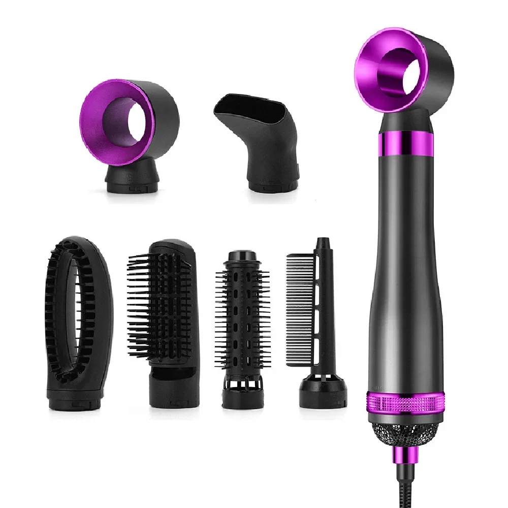 6 In 1 Negative Ion Hot Air Brush Multifunctional Hair Dryer Straightener Curler Hair Styling Tool