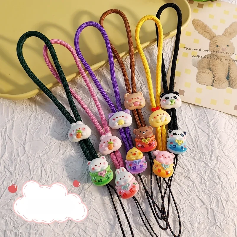 

Ремешок на запястье, мультяшный Милый фотошнур, портативная регулируемая длина, цветущий персик, кролик, богатый аксессуар