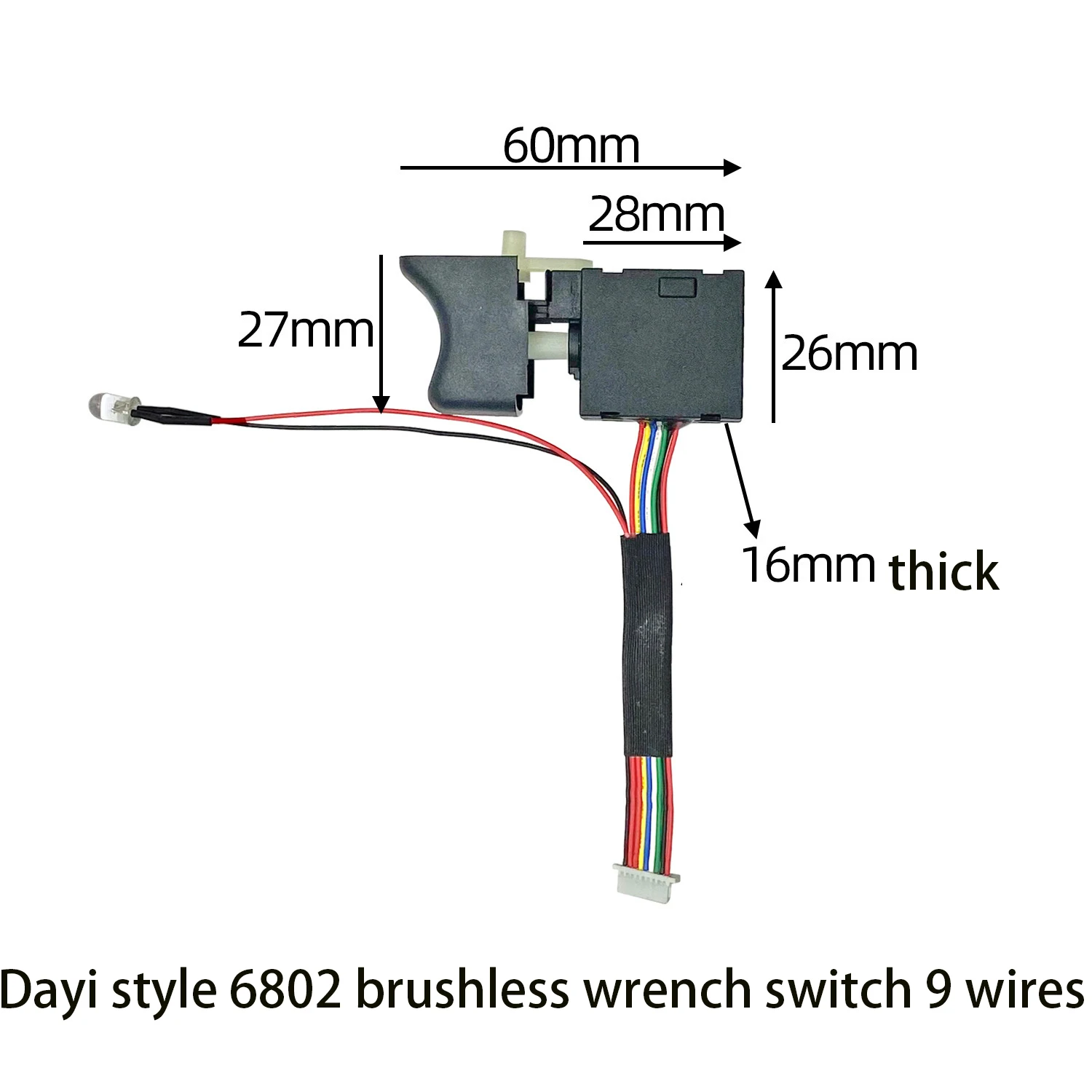 Dayi model electric wrench electric drill brushless wrench switch high quality installed switch 9 wires