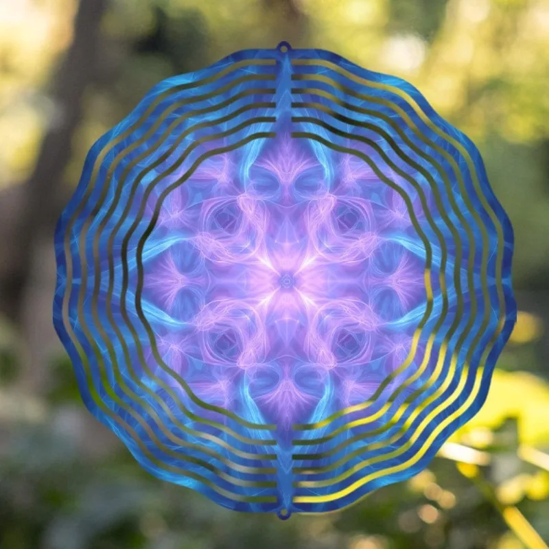 CIFBUY Metall-Windspiel im Mandala-Design, Traumhaftes Blau-Lila, Garten-, Terrassen-, Hof-Dekoration zum Aufhängen im Freien, Geschenk