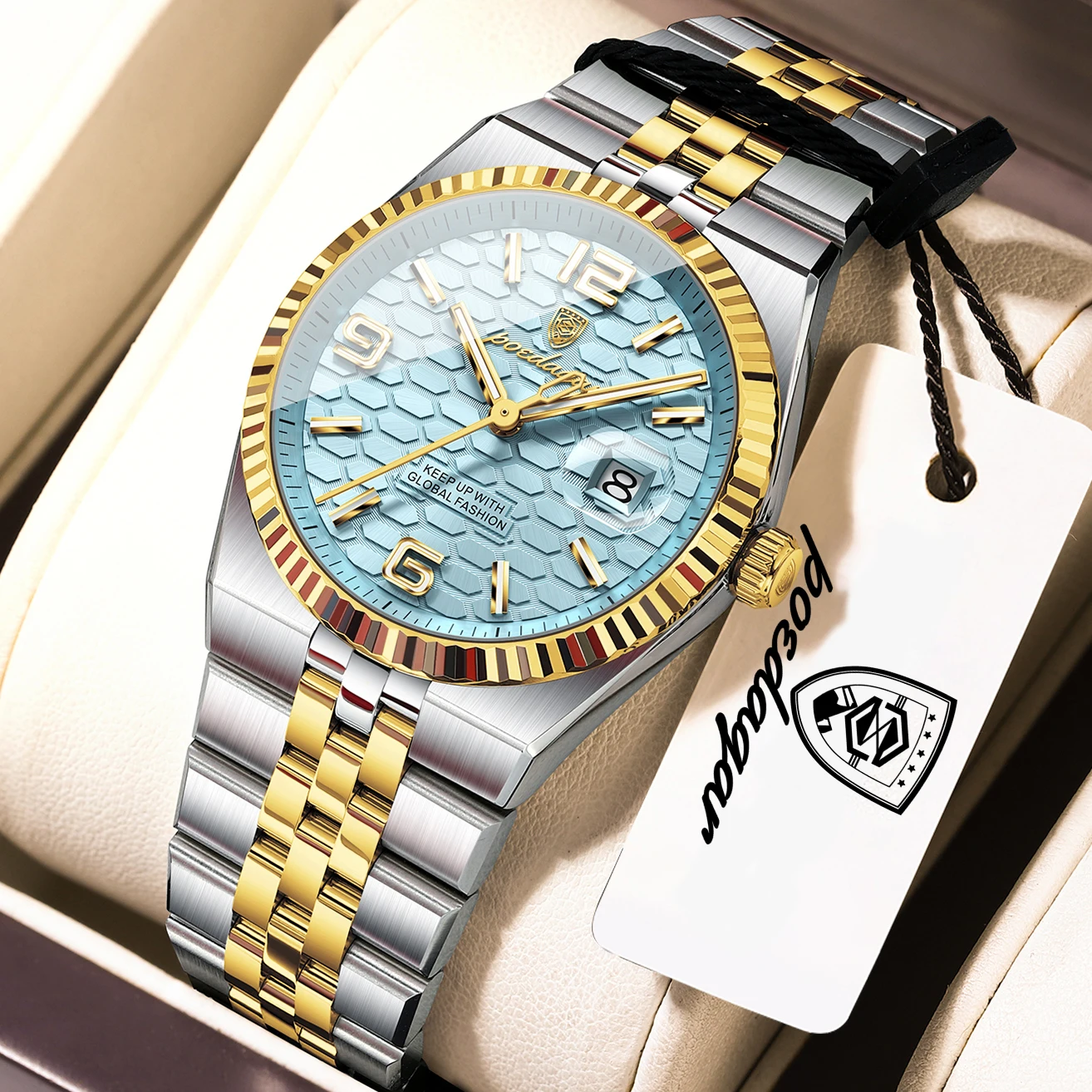 Image of POEDAGAR Modische Damen-Quarzuhren Edelstahl Datum Elegante Damenuhr Leuchtend Wasserdicht Business Damenuhr Reloj