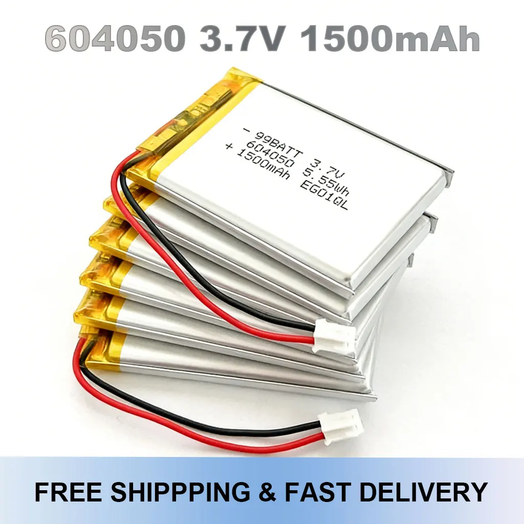 

3.7V 1500mAh 604050 Rechargeable Li-Polymer Lipo Battery Cell for Bluetooth Speaker GPS Navigator Light Early Education Machine