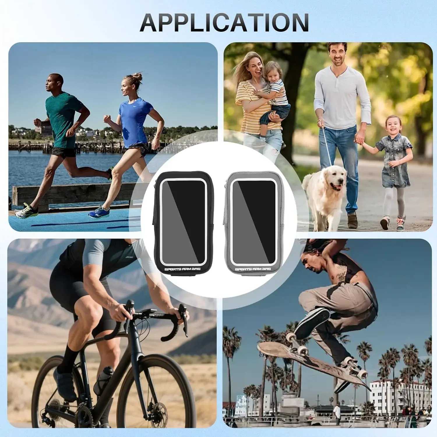 حقيبة هاتف رياضية مقاومة للماء وقابلة للتنفس لركوب الدراجات والجري وحقيبة مناسبة للهاتف المحمول مع شريط مطاطي #5