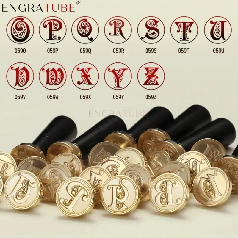 26 Letter Brass A-Z Sealing Wax Stamp Replace Heads With Black Radish Wooden Handle Gothic Alphabet Wedding Gifts Scrapbooking