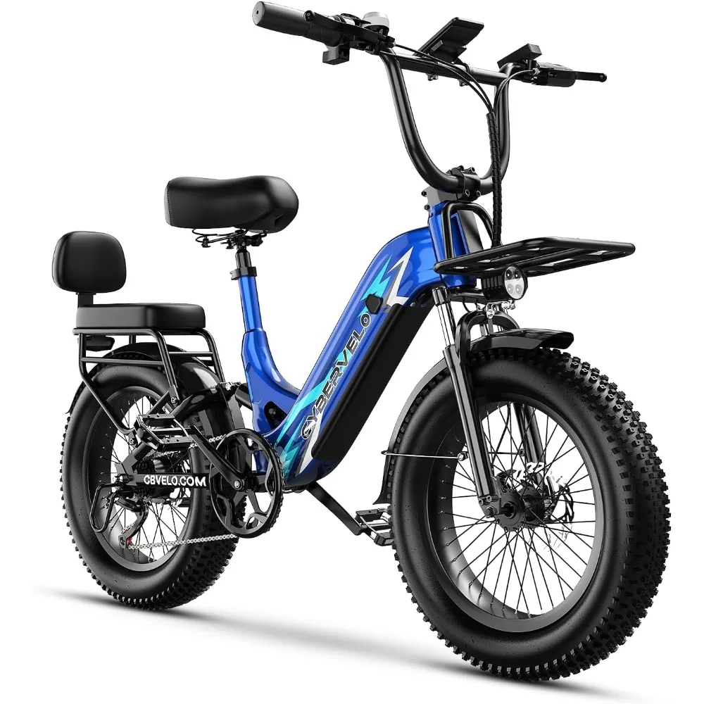 

Bike for Adults, 48V 20Ah, 20" x4.0 Fat Tire Step-Thru E-Bike, Up to 30+ MPH, 80-Mile Range, Removable Battery, Carry Small
