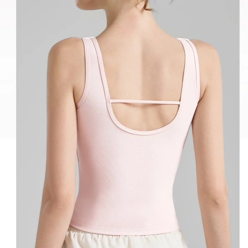 

Summer Women High Strength Yoga Backless With Chest Pad Elastic Breathable Tank Tops Outdoor Sports Fitness Gym Running Vest