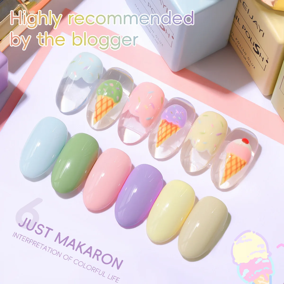 

HEMA TPO Free Macaroon Gel Nail Polish Set 6 Colors High Gloss Shine Long-Lasting UV LED Soak Off Gel Varnishes for Nail Art
