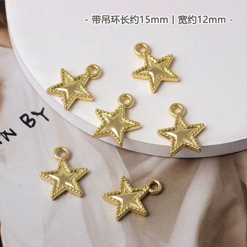 10pcs Golden Color Star Pendant Base Handmade Love Heart Hollow Pendants for Diy Earrings Necklace Bracelet Jewelry Making