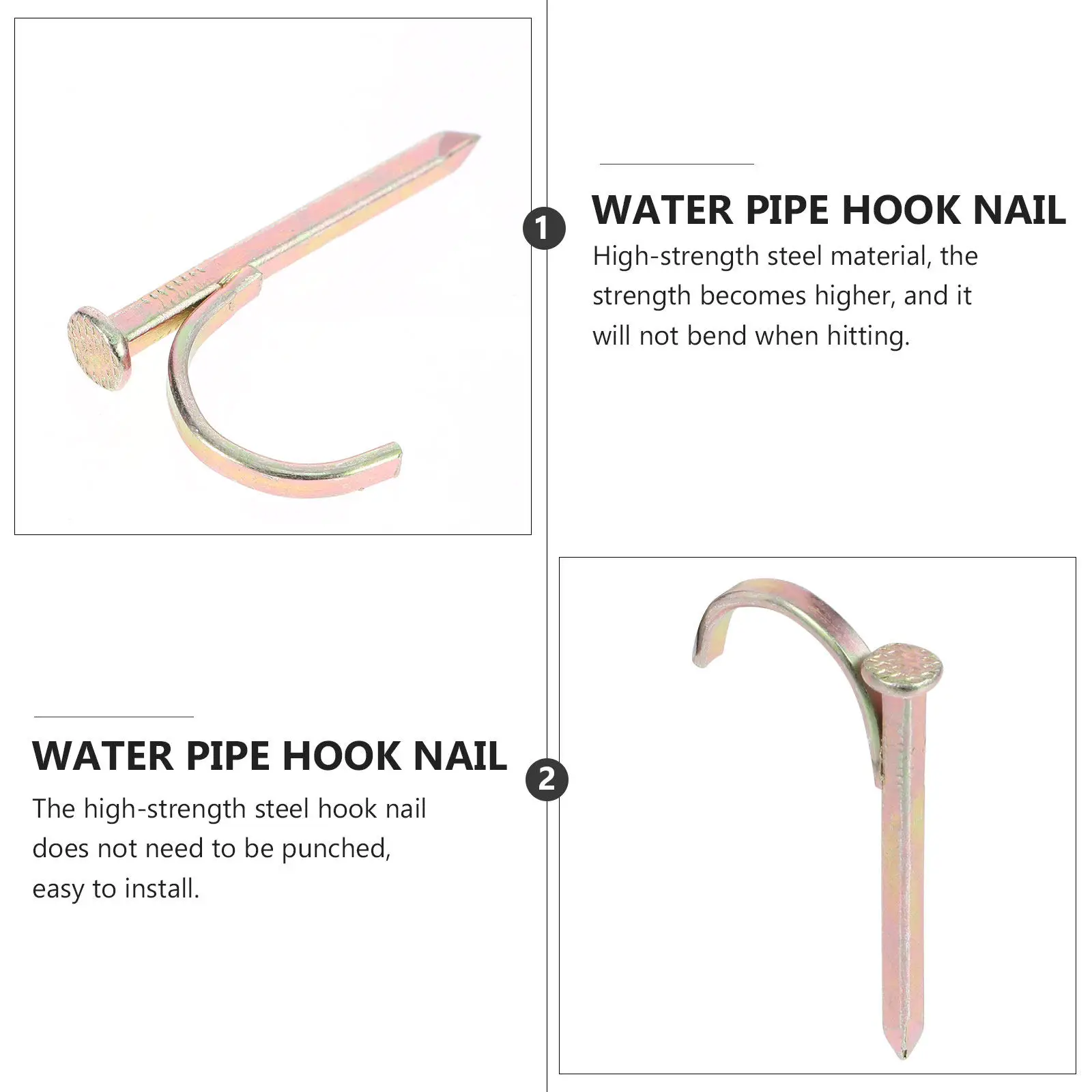 20Pcs Water Fixed Stakes Heavy Gauge Steel Hook Nail for Securing Water Pipes Electric Wires Gas Tubes Rustproof Outdoor Use