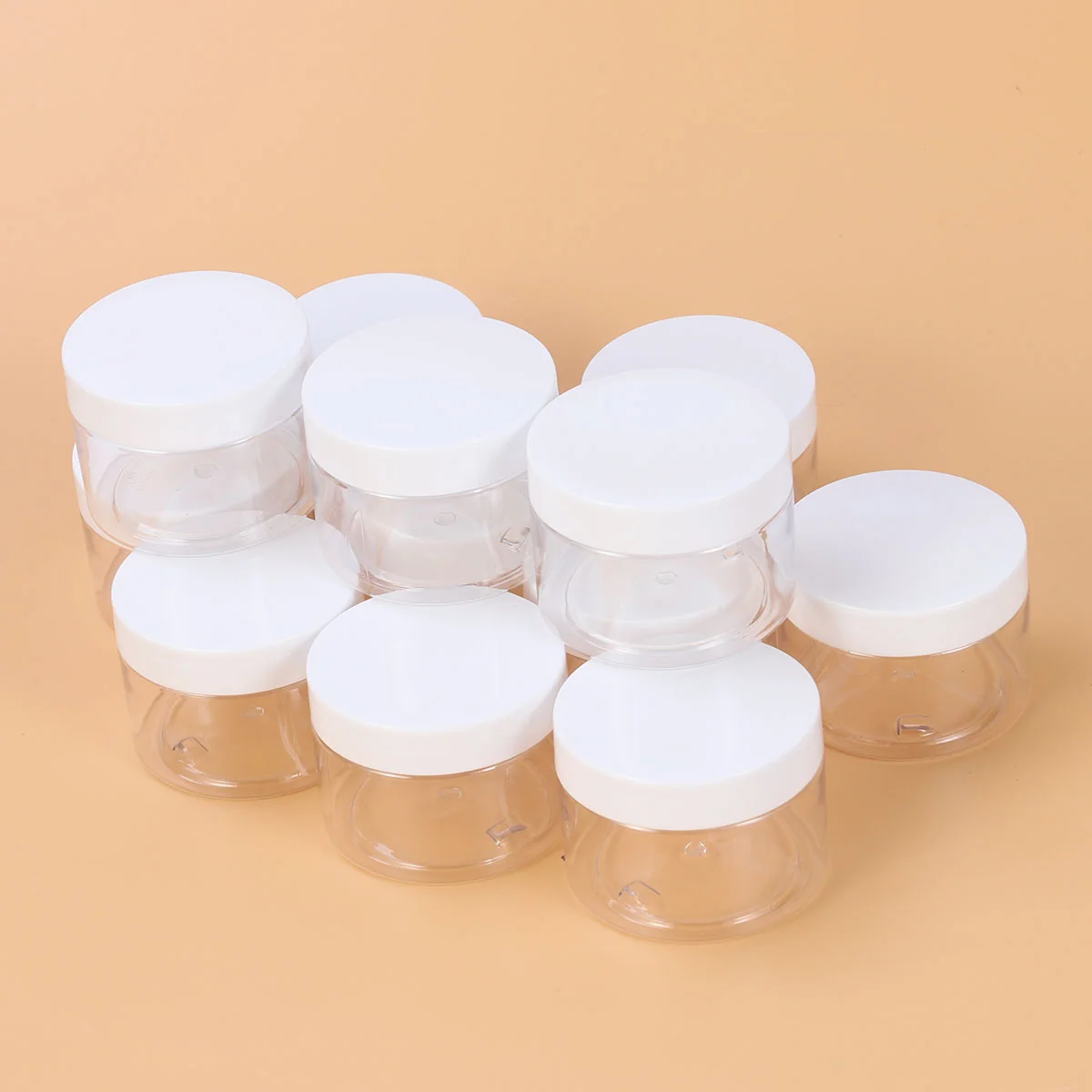 

12 Pcs Jar Glass Empty Clear Plastic Clay Storage Favor Jars Wide-mouth Plastic Refillable Containers with Lids for Crafts