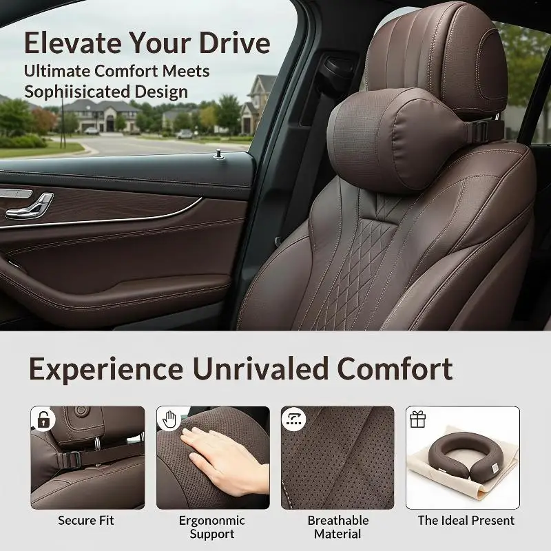 Universal 3D Ergonomic Car Seat Neck Pillow Headrest Slow Rebound Soft Neck Rest for Adult Travel Driving Use