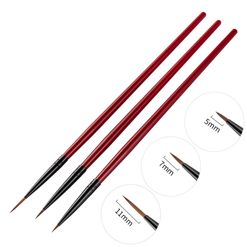

3pcs/set Nail Art Liner Painting Brush Thin Stripe Line Drawing Pen DIY UV Gel Tips French Design Manicure Tool 5/7/11mm