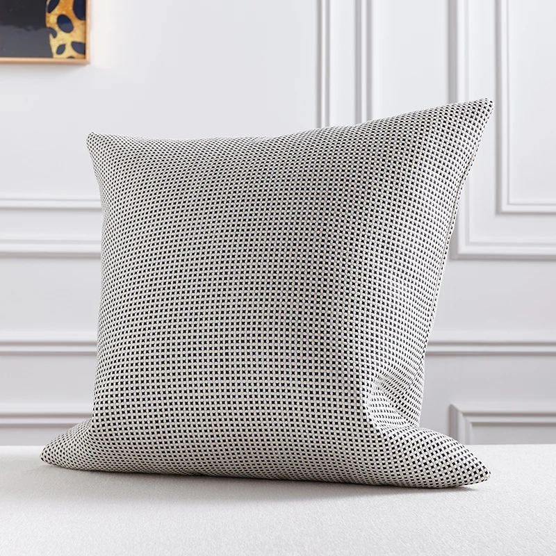 Little Check Pillows White Black Gold Jacquard Cushion Case Modern Simple Decorative Pillow Cover For Sofa Chair Home Decoration