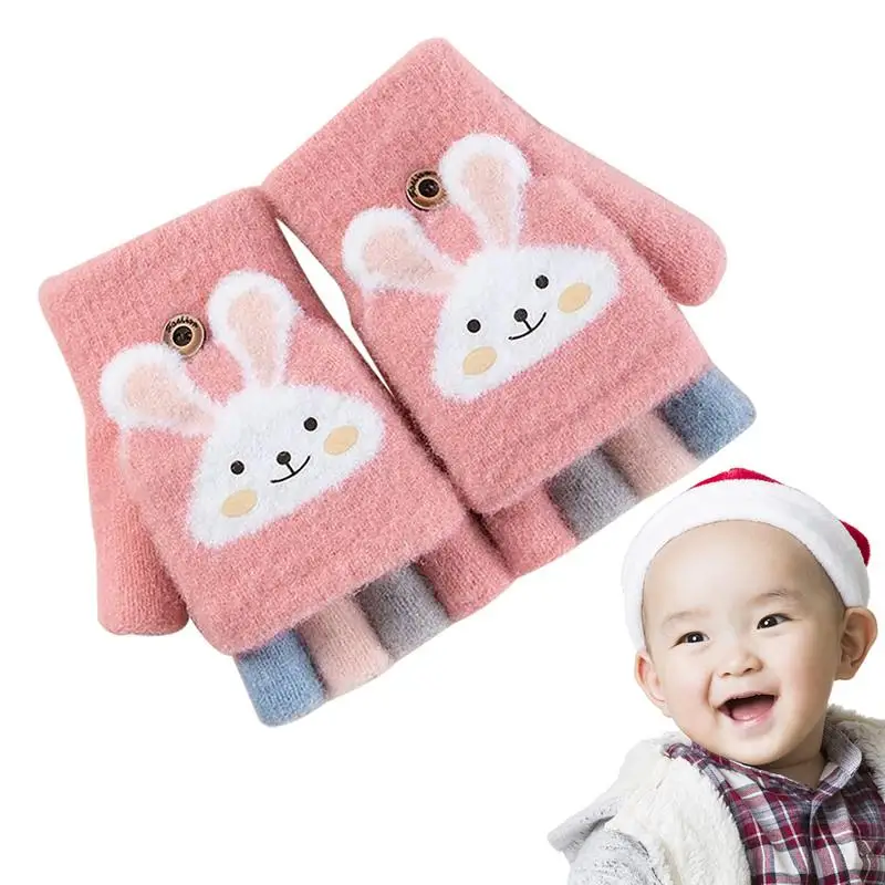 Fingerless Gloves Kids Cute Fingerless Plush Winter Gloves Warm Winter Gloves For Children Aged 8-11 Years Girls Toddler Boys