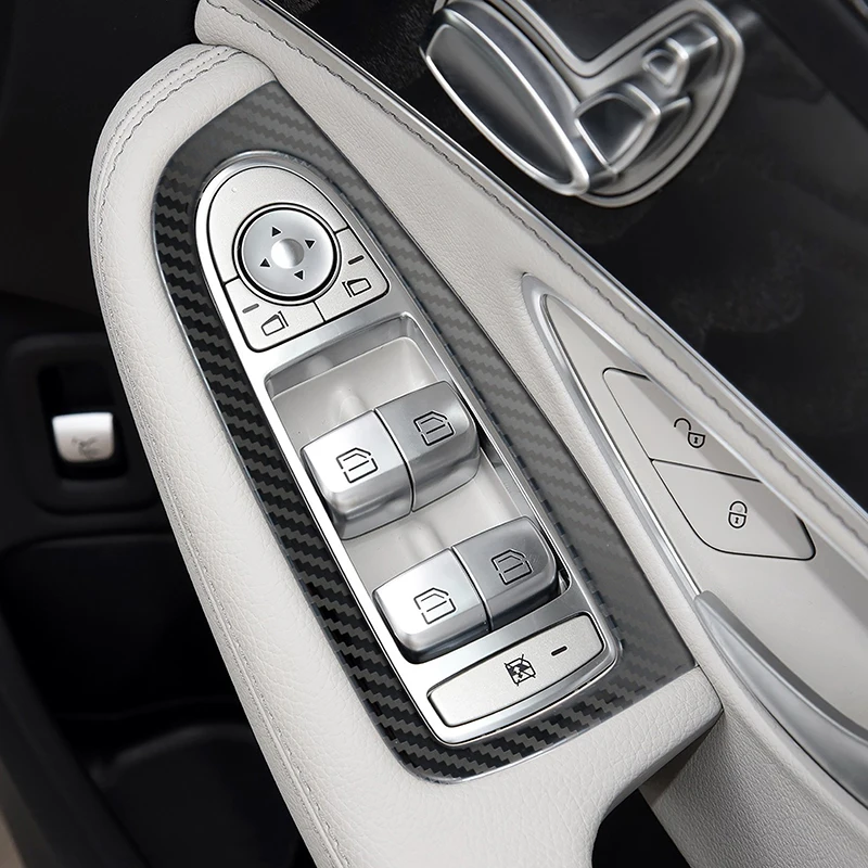 Stainless Steel Window Glass Lifting Buttons Frame Decoration Cover Trim For Mercedes Benz C Class W205 GLC X253 RHD Car Styling