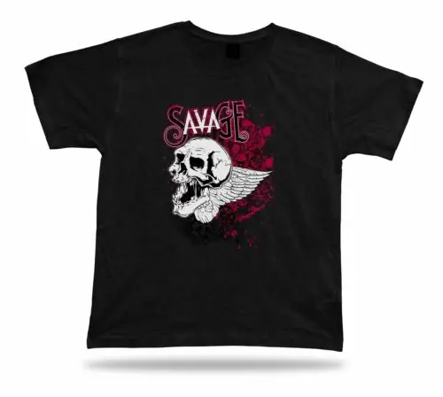 Tshirt Tee Shirt Birthday Gift Idea Savage Skull Flying Emblam Retro Classic