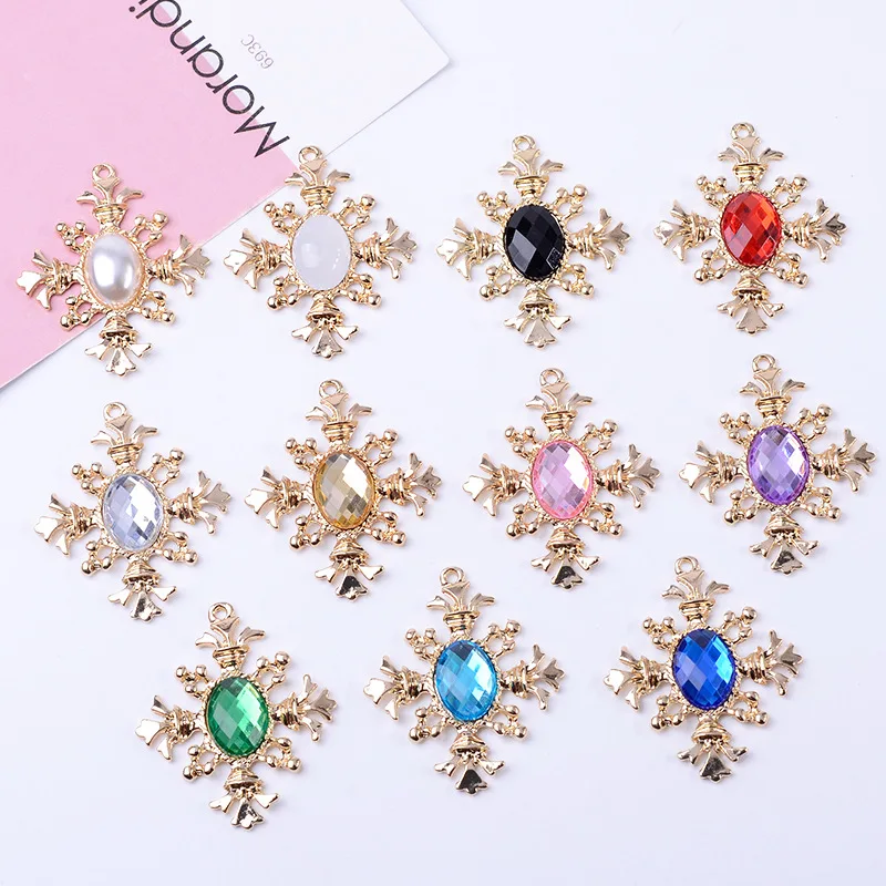 

10pcs Diamond alloy material accessories inlaid rhinestone incense wind series pendant DIY handmade materials wholesale