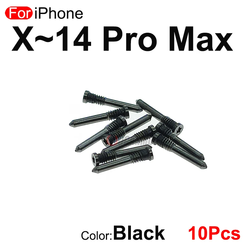 10Pcs/Lot For iPhone X XS Max XR 11 12 13 14 mini Pro Max Bottom Screw Bolts Black Silver Purple Blue Green Gold Replacement