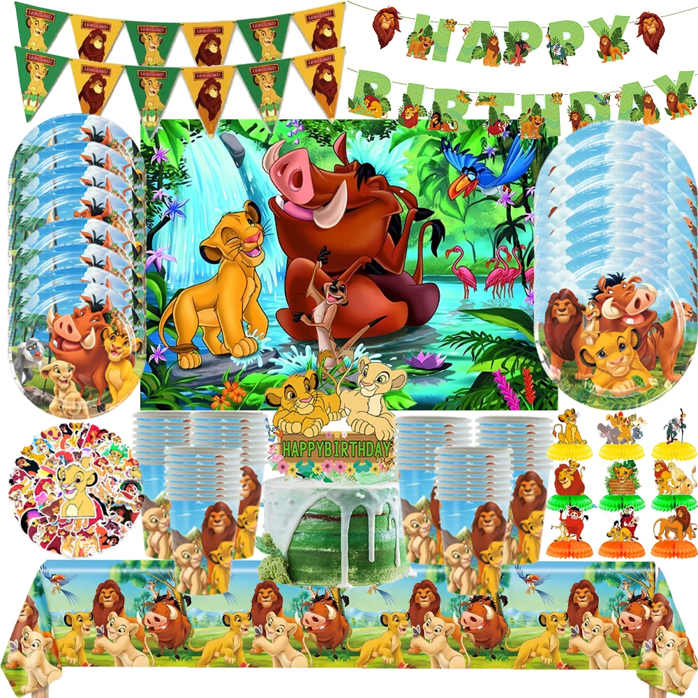 Nappe jetable Le Roi Lion, décoration de table, ballons de fête, vaisselle, fournitures de fête pour enfants, fournitures de baby shower