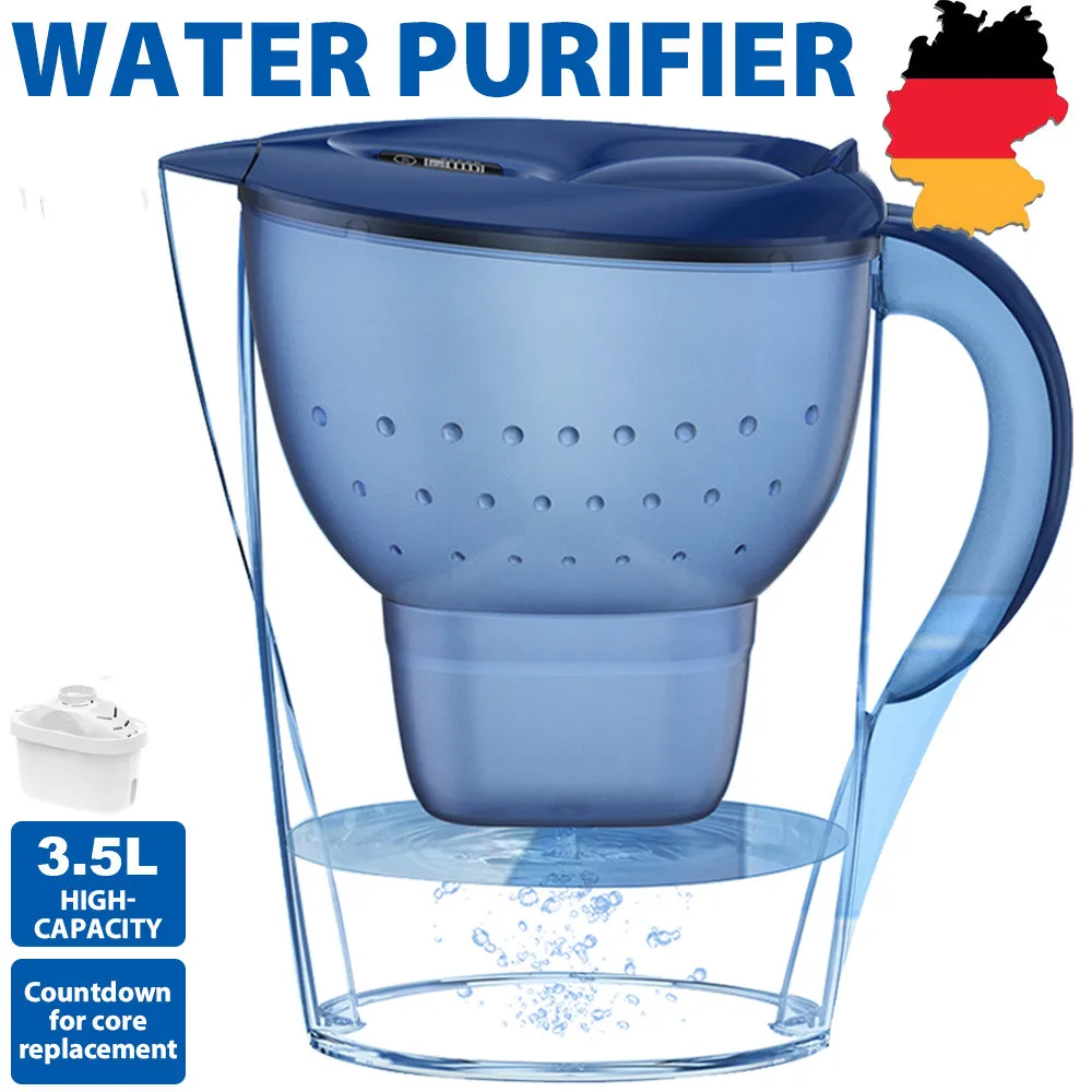 Hervidor de filtro doméstico con 1 dispositivo de filtro purificador de agua de carbón activado alcalino y temporizador filtro limpio no tóxico Wate 3.5L