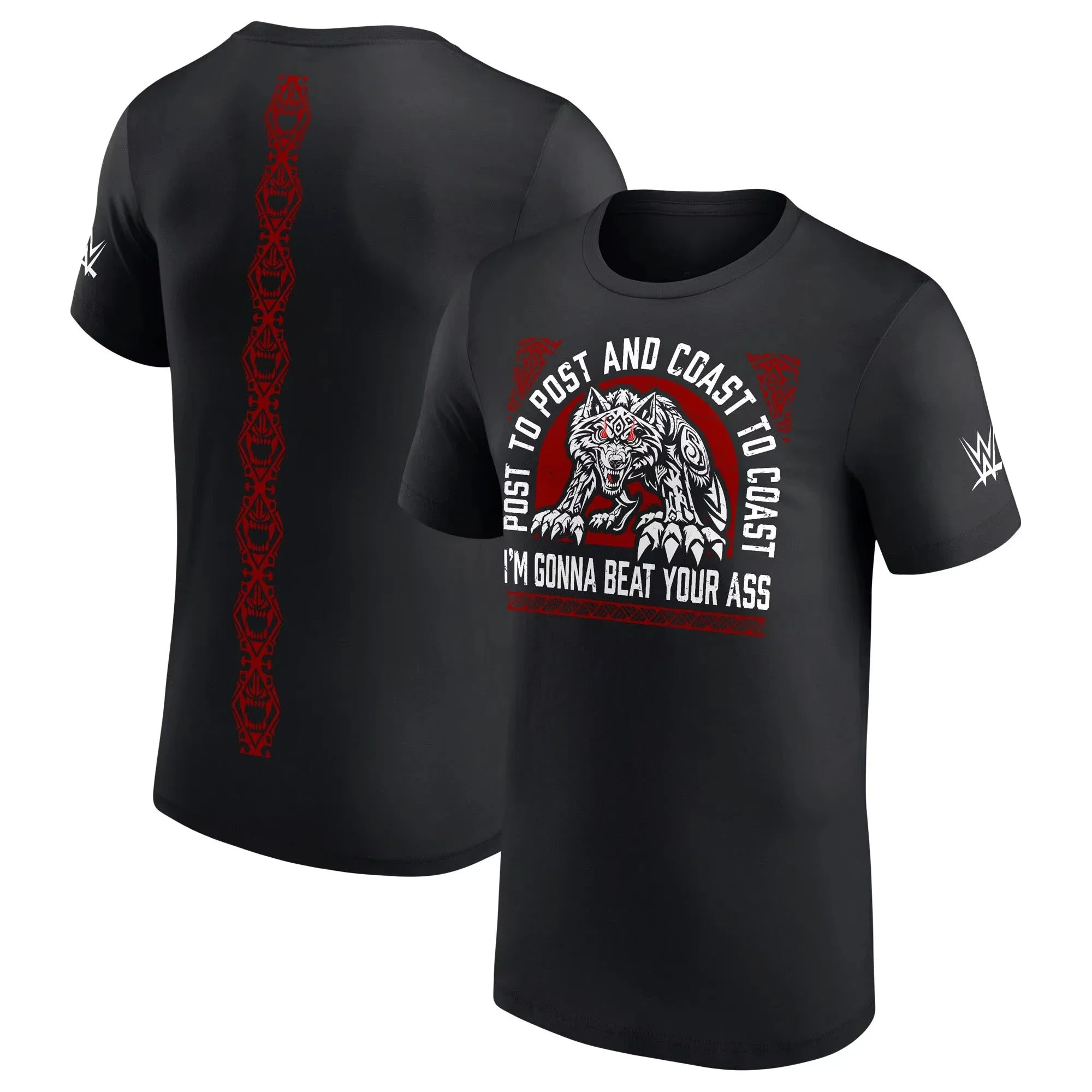 Men's Black Jacob Fatu Post To Post T-Shirt Summer Short Sleeve Women Tee Shirts 2025 New Sports Children Clothes Tops