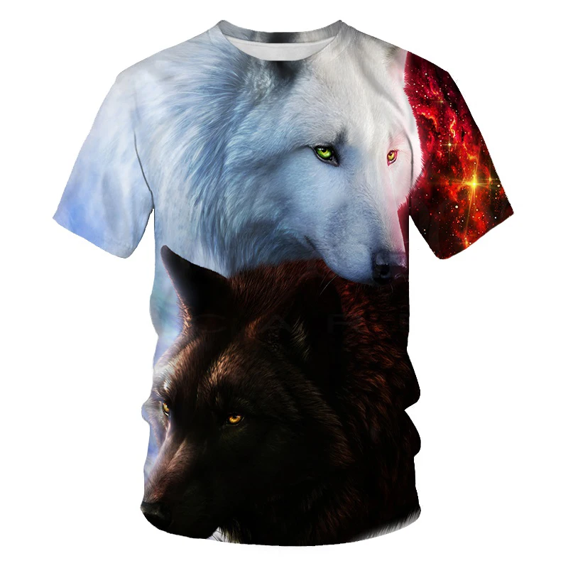 New Summer Animal Wolf 3D Print T-Shirt Men Women O-Neck Fashion Casual Short Sleeve Oversized Harajuku Tees Tops Kid Clothing